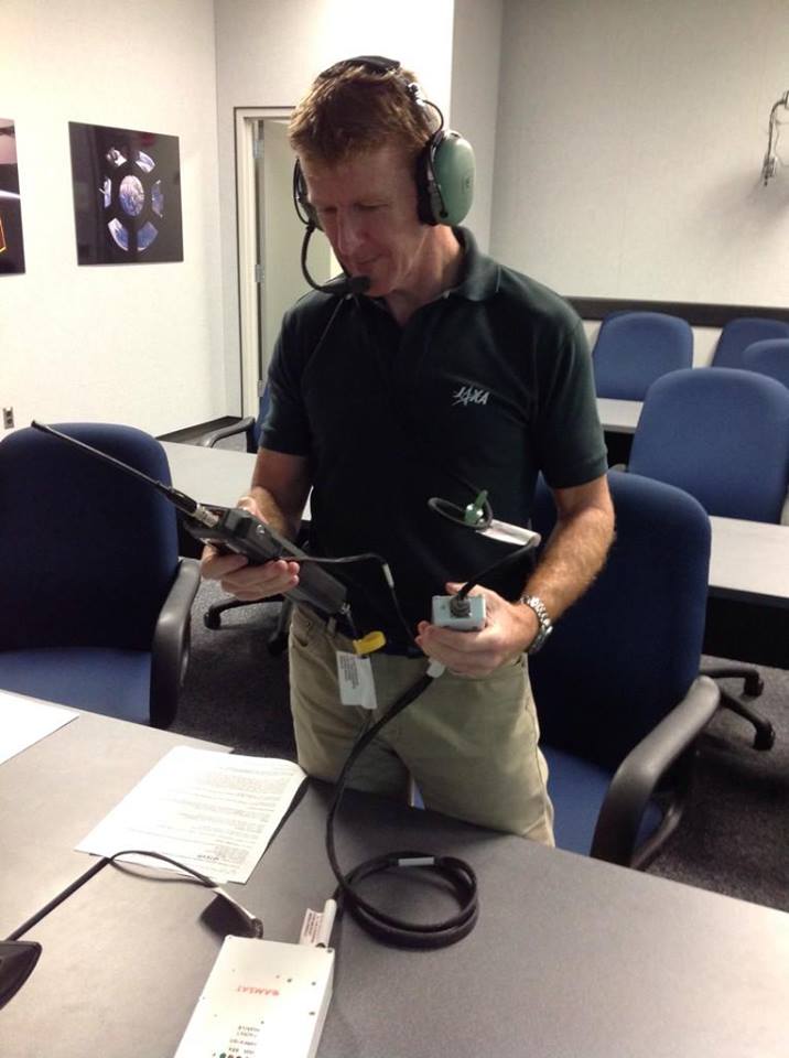 Tim Peake KG5BVI training on the amateur radio station equipment he would use on the ISS