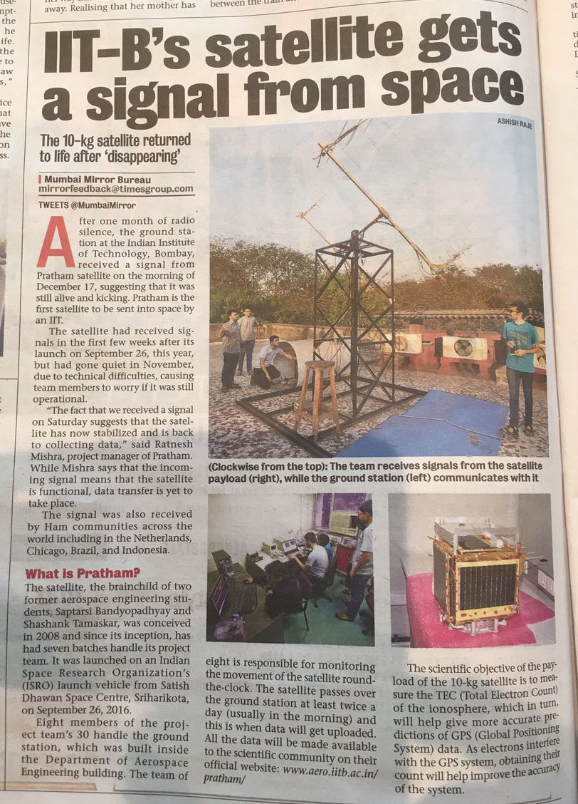 Pratham satellite in Mumbai Mirror