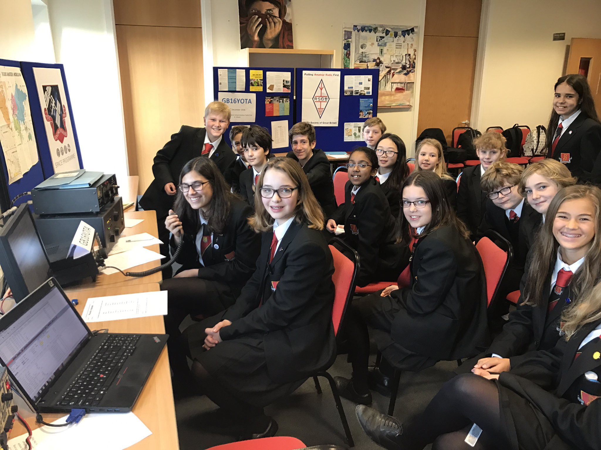 Sandringham students operating the GB16YOTA amateur radio station, Dec 1, 2016