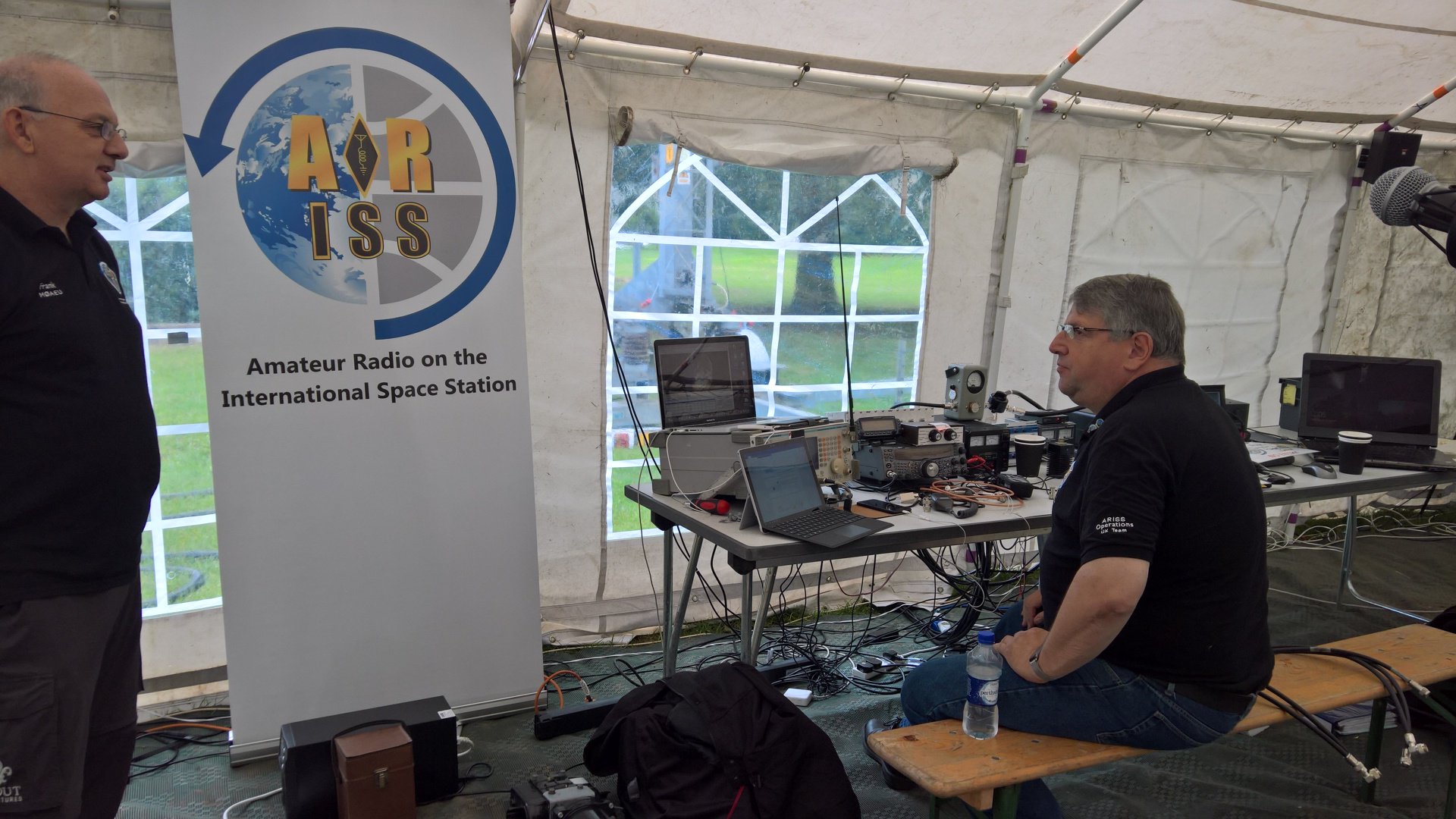 Carlos Eavis G3VHF operating the ARISS station GB4YOTA at Gilwell Park, UK