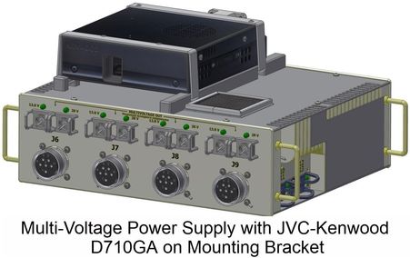 Multi-Voltage Power Supply with JVC-Kenwood D710GA on mounting bracket