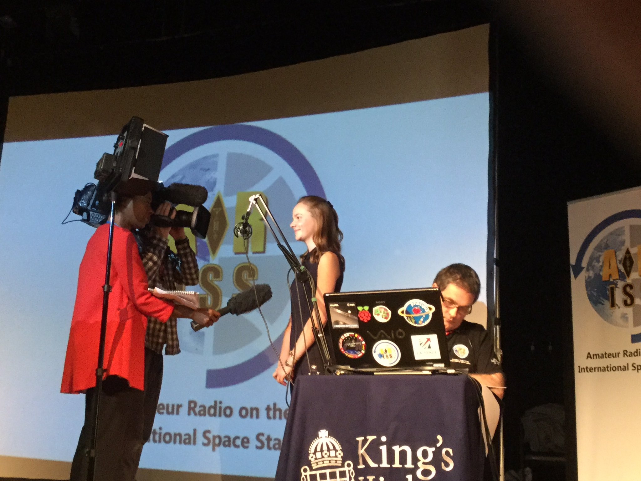 Nicola Beckford from BBC TV interviewing Eleanor Griffin before the ARISS contact - image credit KHS