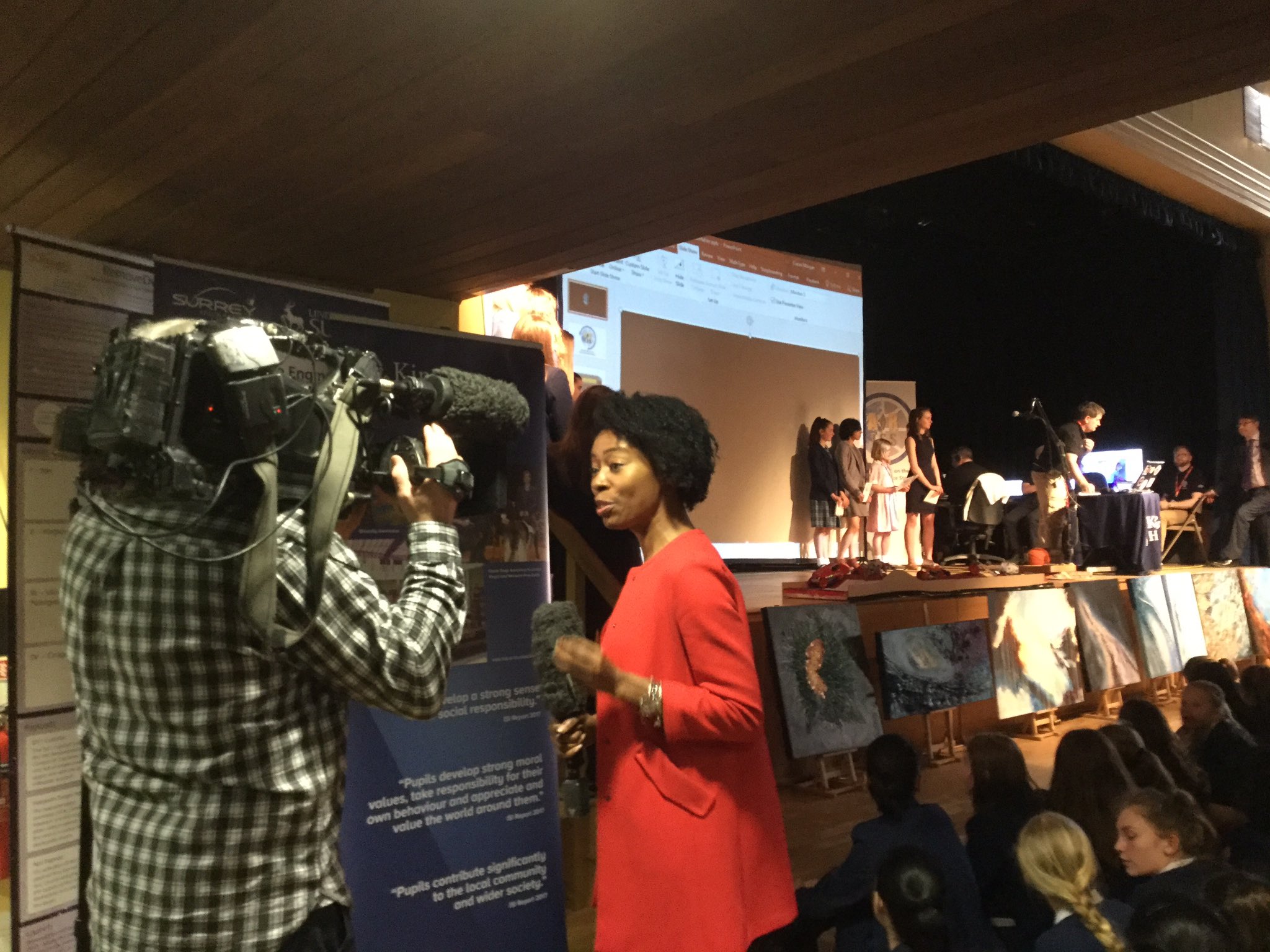 Nicola Beckford reporting for BBC Midlands TV on Kings High School ARISS contact - image credit KHS