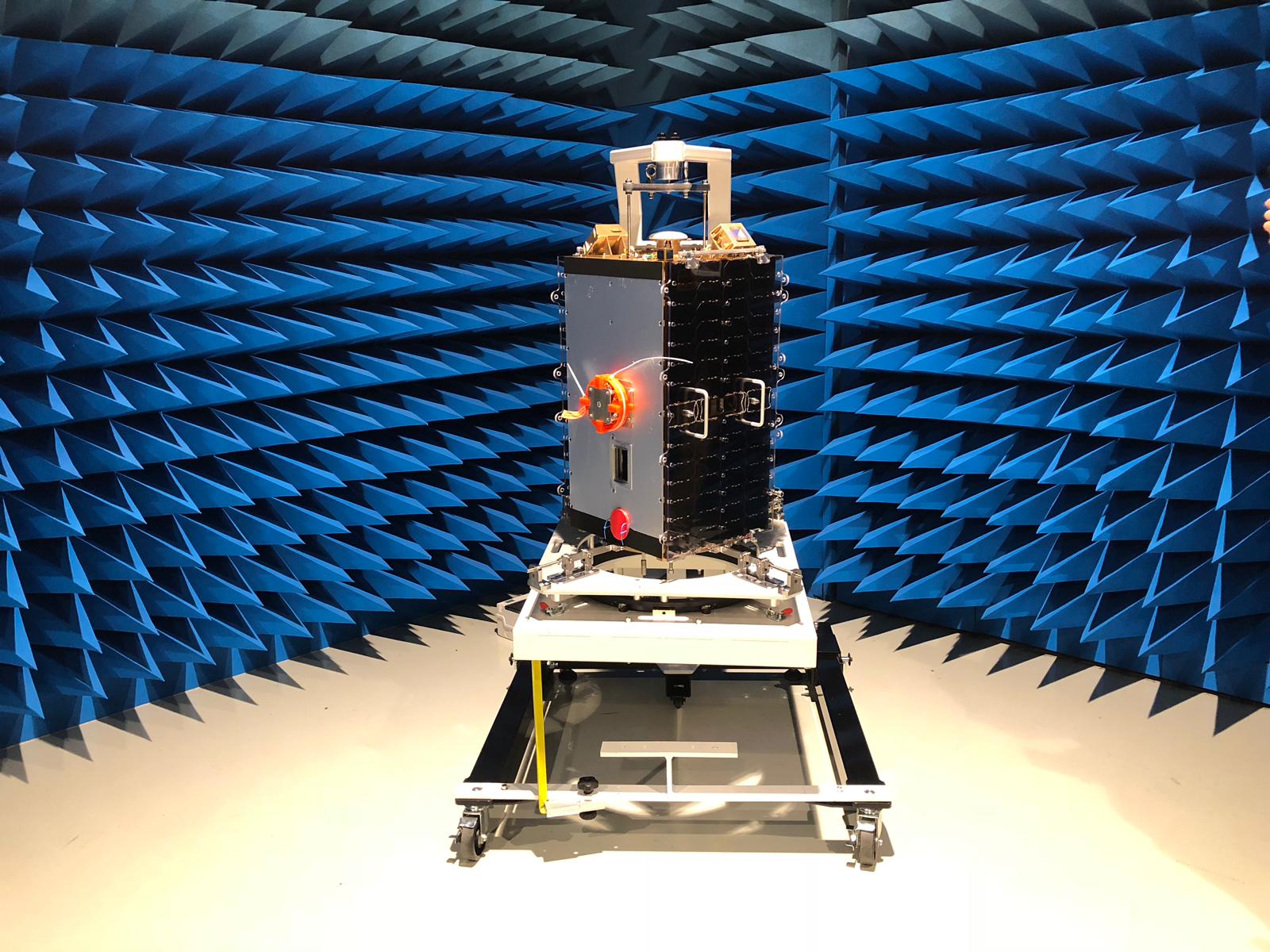 ESEO satellite in the anechoic chamber at the ESTEC test facilities, in the Netherlands