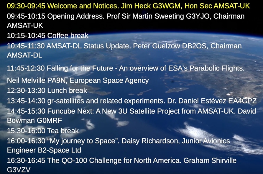 2022 AMSAT-UK Colloquium Schedule