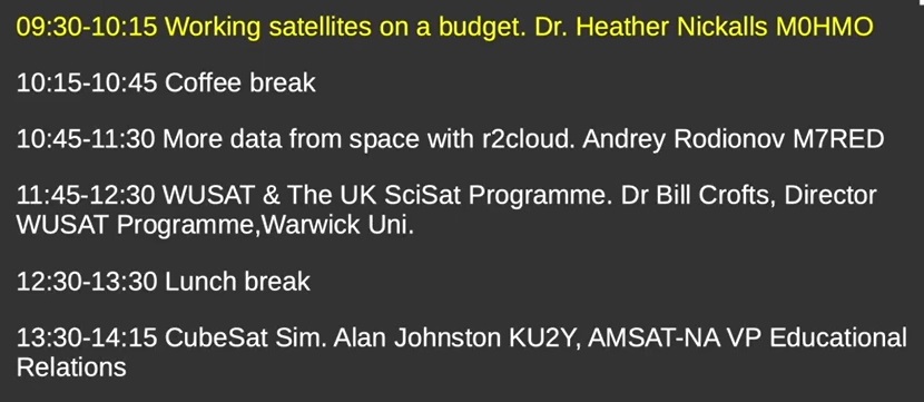 2022 AMSAT-UK Colloquium Sunday Schedule